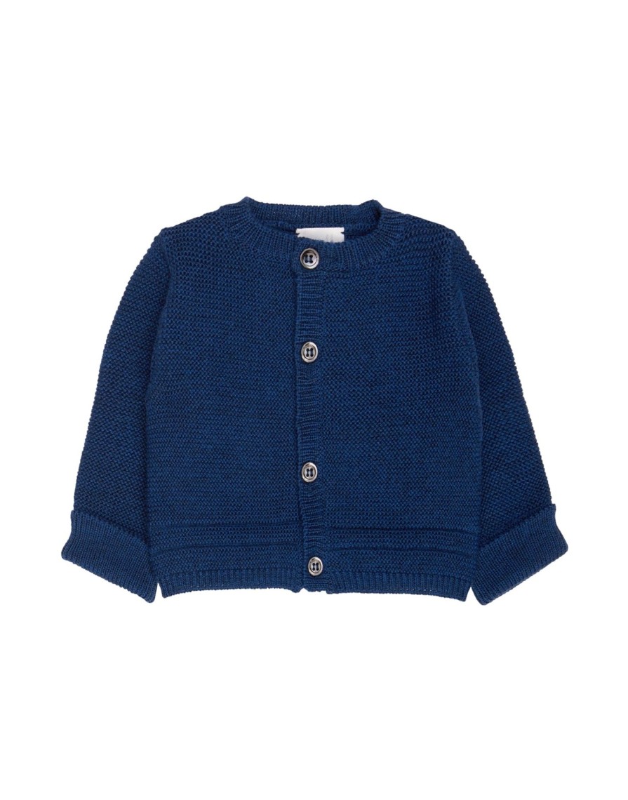 Baby Molli | Molli Cardigan With A Round Neckline Indigo ~ Fineknitwe