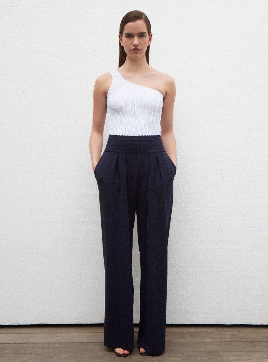 Woman Molli  Fluid Pants Knit Summer Molli Marine ~ Fineknitwe